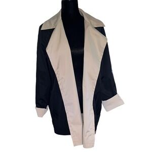 Les Copains-Women’s Tan Black Reversible Trench Coat Jacket Size XXL